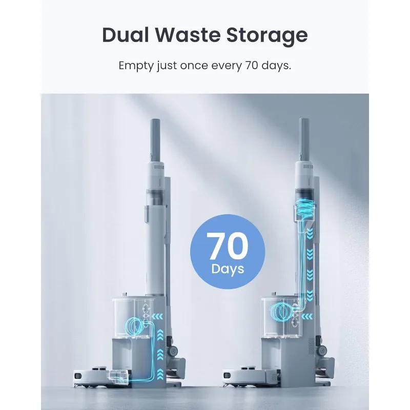 Robot Vacuum and Cordless Vacuum Cleaner K10+ Pro Combo, TwinFlow™ Suction Tech, Dual Dust Collection Station, Compact