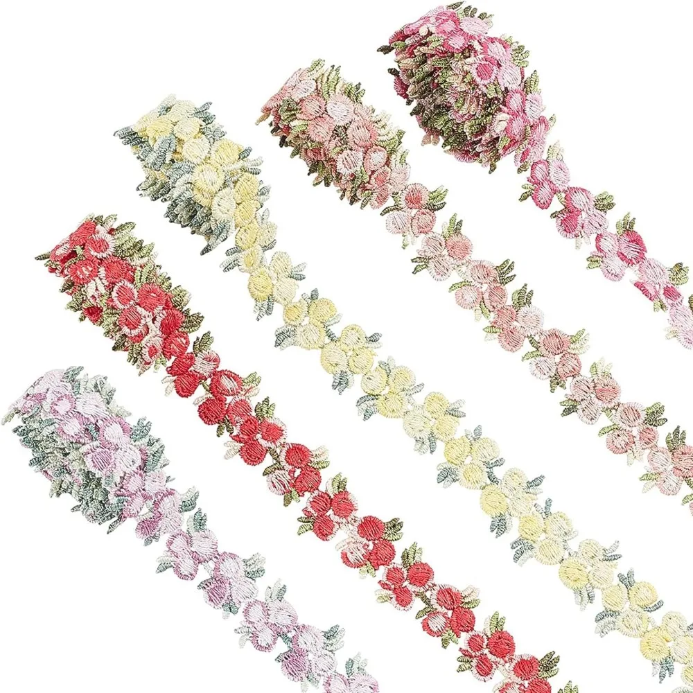 

5 Yards 5 Colors Flower Polyester Trim Ribbon for Curtain Lace Trimmings Mixed Color 3/4 inch(20mm) 1yard/color