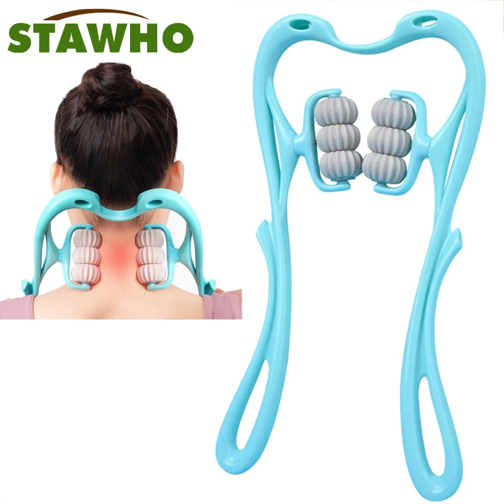 Plastic Pressure Point Therapy Neck Massageador Massagem Relieve Hand Roller Neck Massager for Neck Shoulder Trigger Point