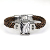 Attack Giant Wings of Freedom Bracelet Investigation Corps Emblem Leather Rope Weaving Bracelet Bracelet Bracelet