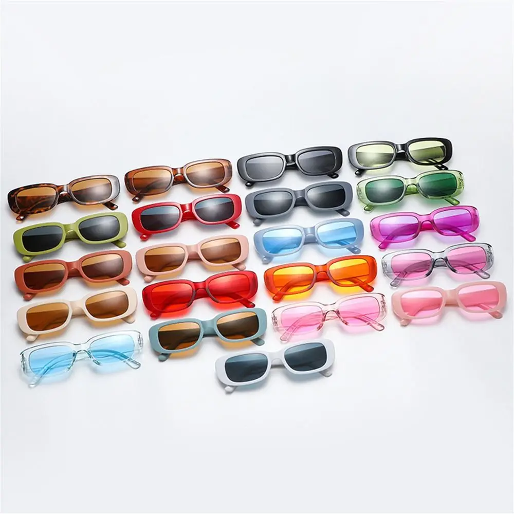 Fashion Narrow Square Frame Y2K Sun Glasses Candy Color UV400 Protection Black Shades Rectangle Sunglasses for Women Men
