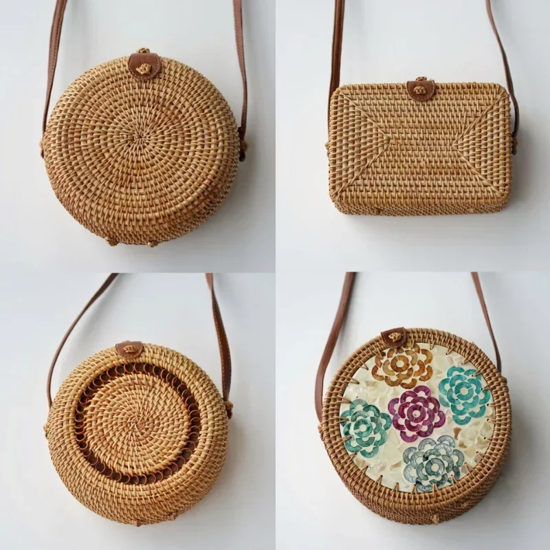 Square Round Multi Style Straw Bag Handbags Women Summer Rattan Bag Handmade Woven Beach Circle Bohemia Handbag New Fashion