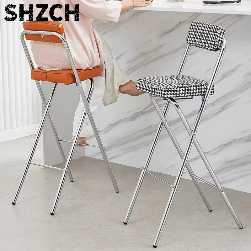 45/55/65/75cm Bar Stools with Backrest Foldable High Chair Ergonomic Kitchen Stools Durable Dining Seating for Home and Cafe