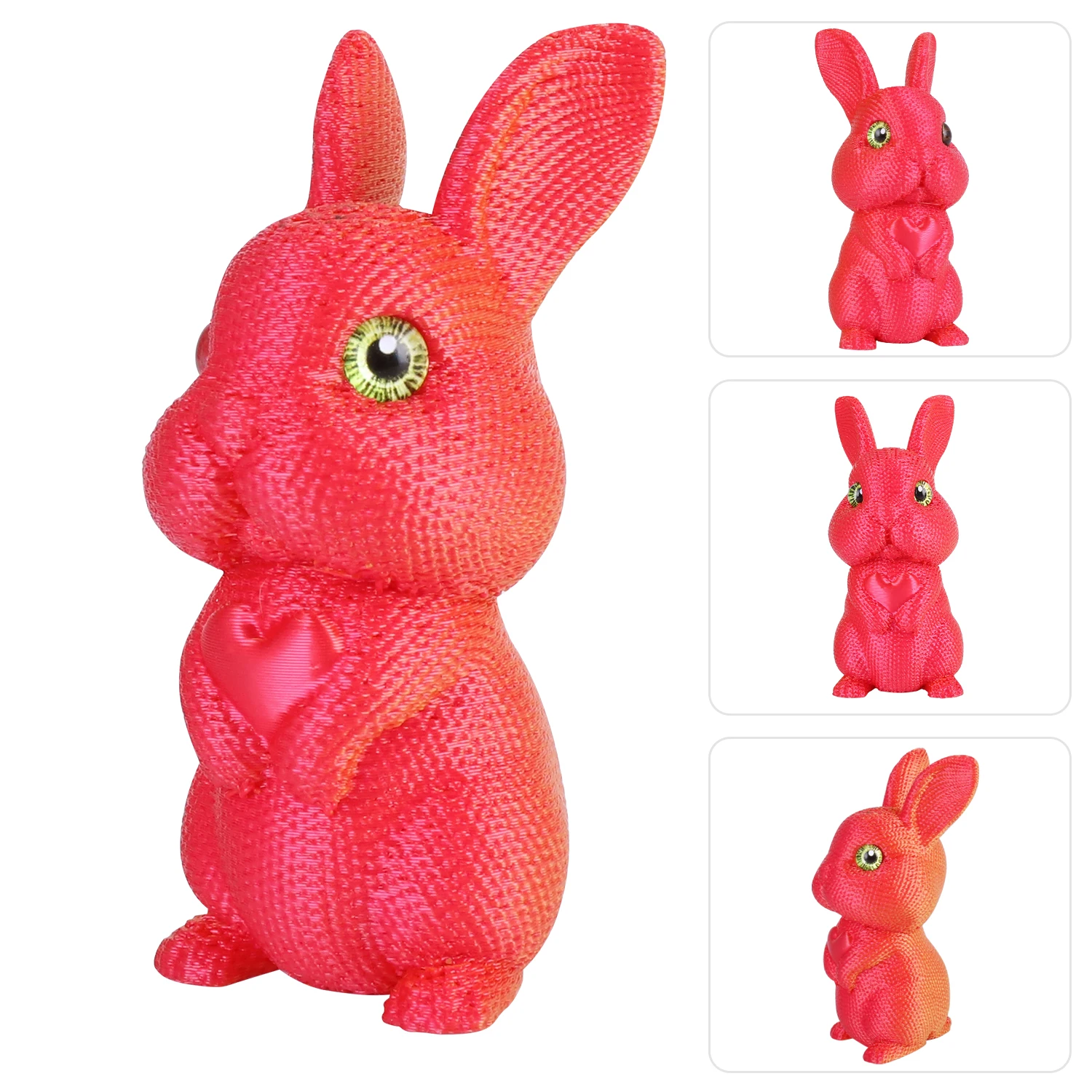 

Cute 3D Printed Rabbit Fidget Toy - Knit Texture & Realistic Eyes, Stress Relief Desk Decor for Kids & Adults-Red Gold Color