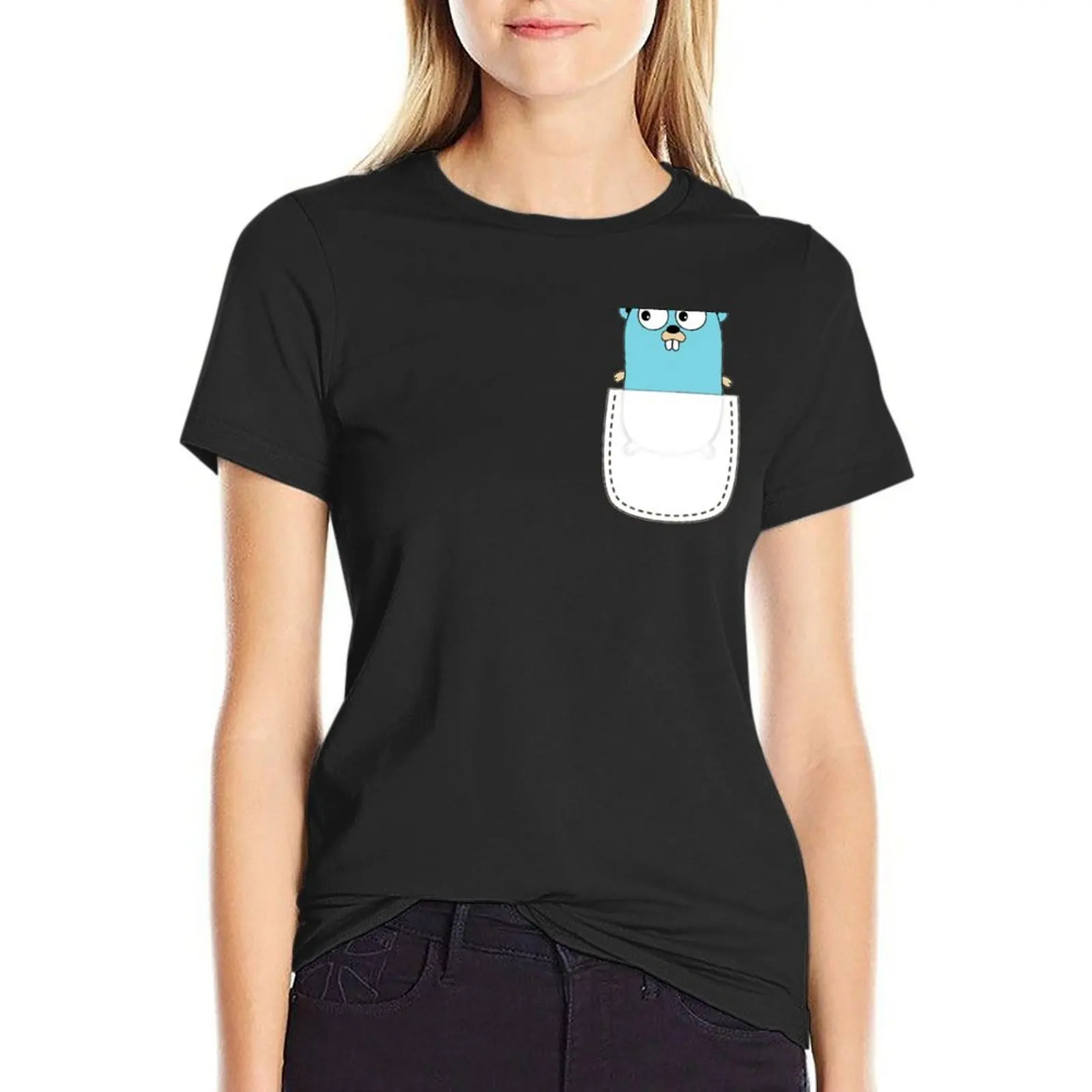 Golang Pocket T-Shirt summer tops tees oversized workout shirts for Women