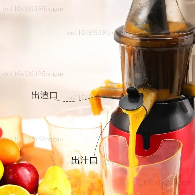 The juicer separates and squeezes the fruit.