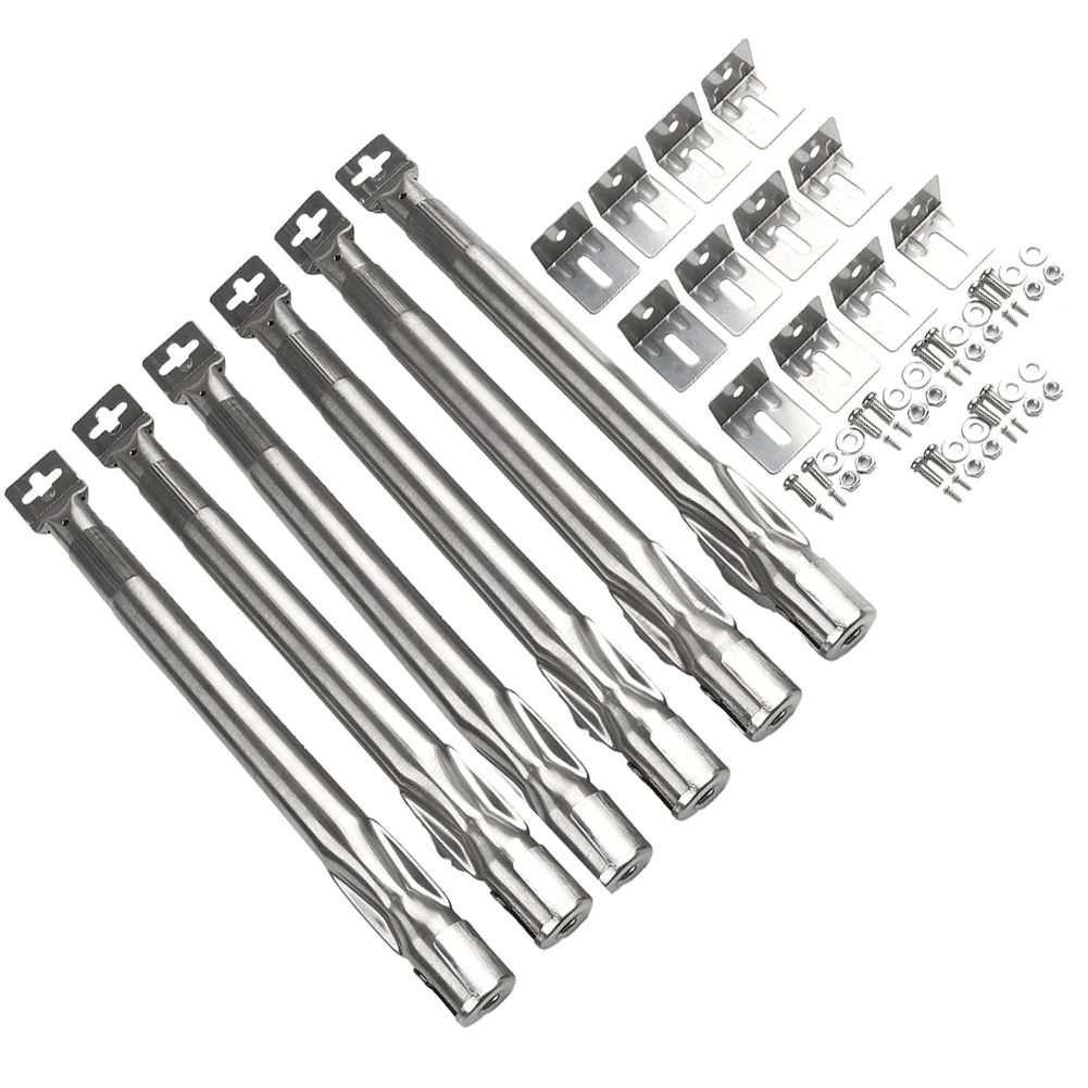 6PCS/Set Stainless Steel Burner For Gas Grills 35-42 Cm Retractable Burner Rplacement Outdoor Baubecue Tool Silver Durable