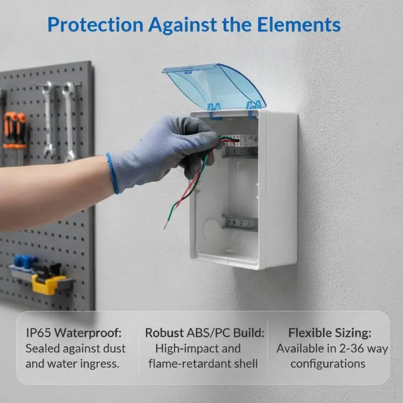 HT Series IP65 Waterproof Distribution Box ABS Electrical Junction Box Outdoor Circuit Breaker Enclosure 3-12 Ways