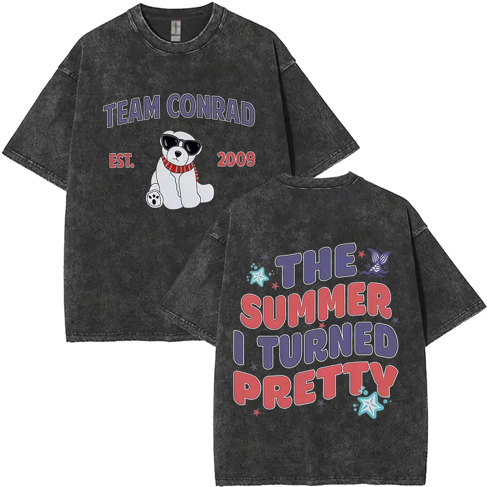 غسلها خمر التلفزيون اللعب الصيف تحولت فريق جميل كونراد تي شيرت الرجال النساء عادية تي شيرتات قطن للجنسين المتضخم تي شيرت