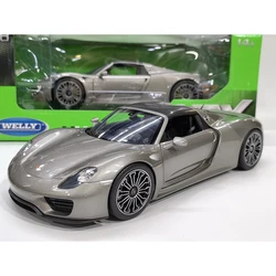 Welly Diecast Model Car 1/18 Scale Porsche 918 Spyder Alloy Car Model Collection Toys for Boys Gif Souvenir in Stock