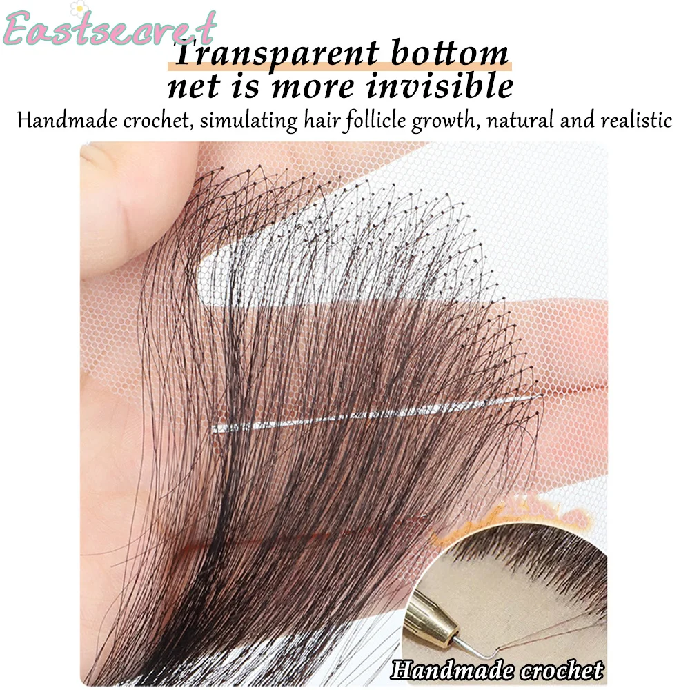 شعر بشري EASTSECRET مصنوع يدويًا بحواف من الدانتيل الأسود للنساء، قطع شعر طبيعية ناعمة لإكسسوارات خط الشعر الاصطناعية