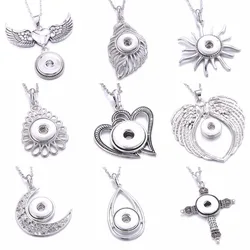 New Snap Button Jewelry Necklaces Vintage High Quality Metal 18mm Snap Pendant Necklace For Women Girls DIY Jewelry