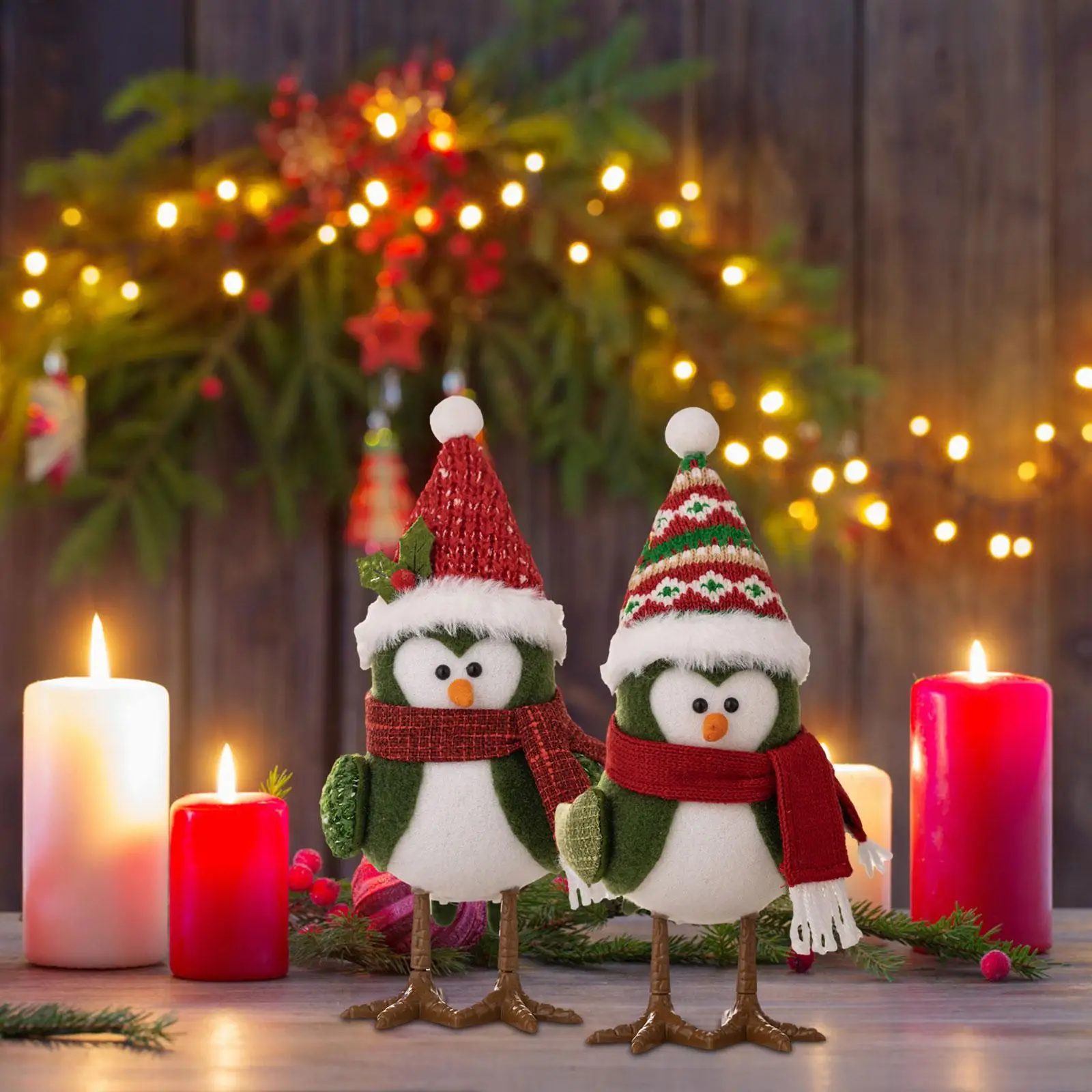 

2Pcs Christmas Table Decorations Bird Figurines for Desktop Fireplace Mantel