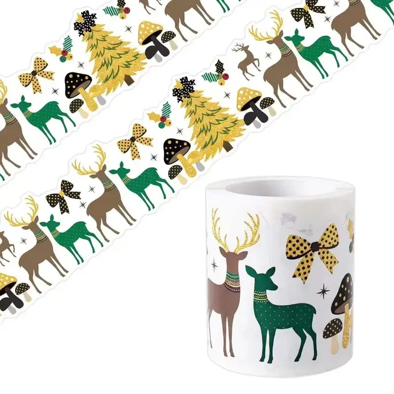 32.8 Ft Christmas Border Stickers Roll Reindeer Cartoon Christmas Border for Classroom Chalkboard Bulletin Board Xmas Decor