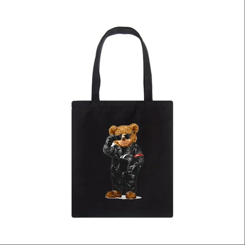 Fashion Bear print Eco Women Shoulder Bags female Handbag Canvas Shopping Bag Casual Large Ladies Travel Totes Bags 2022