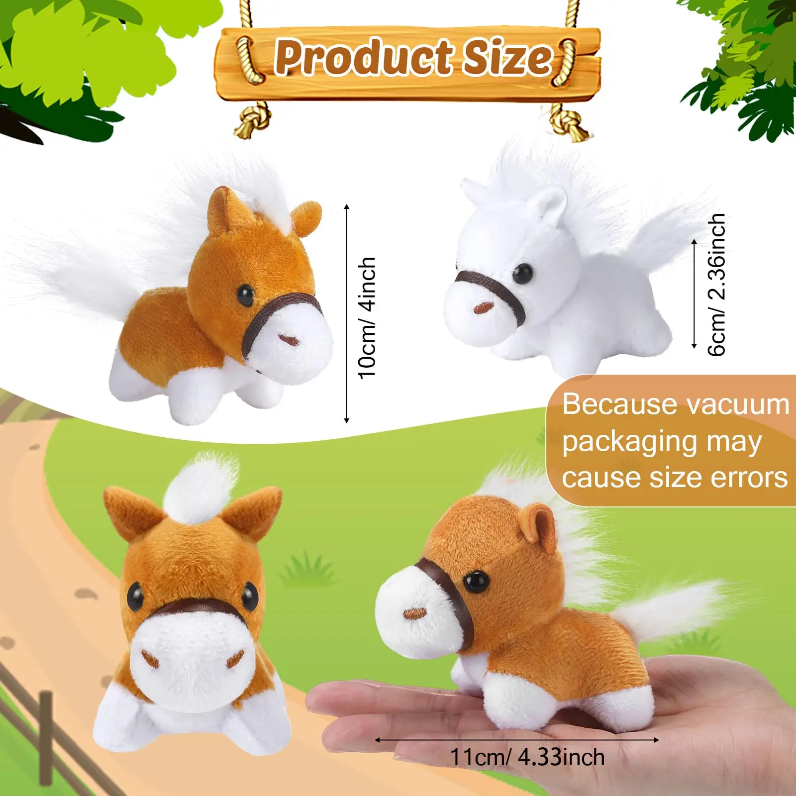 9–48 Stück Pferd, Kuscheltiere, Plüschtier, stehendes Stoffpferd, 10,2 cm, Mini-Plüsch-Schlüsselanhänger, Mottoparty, Geburtstagsgeschenke – Detail 3