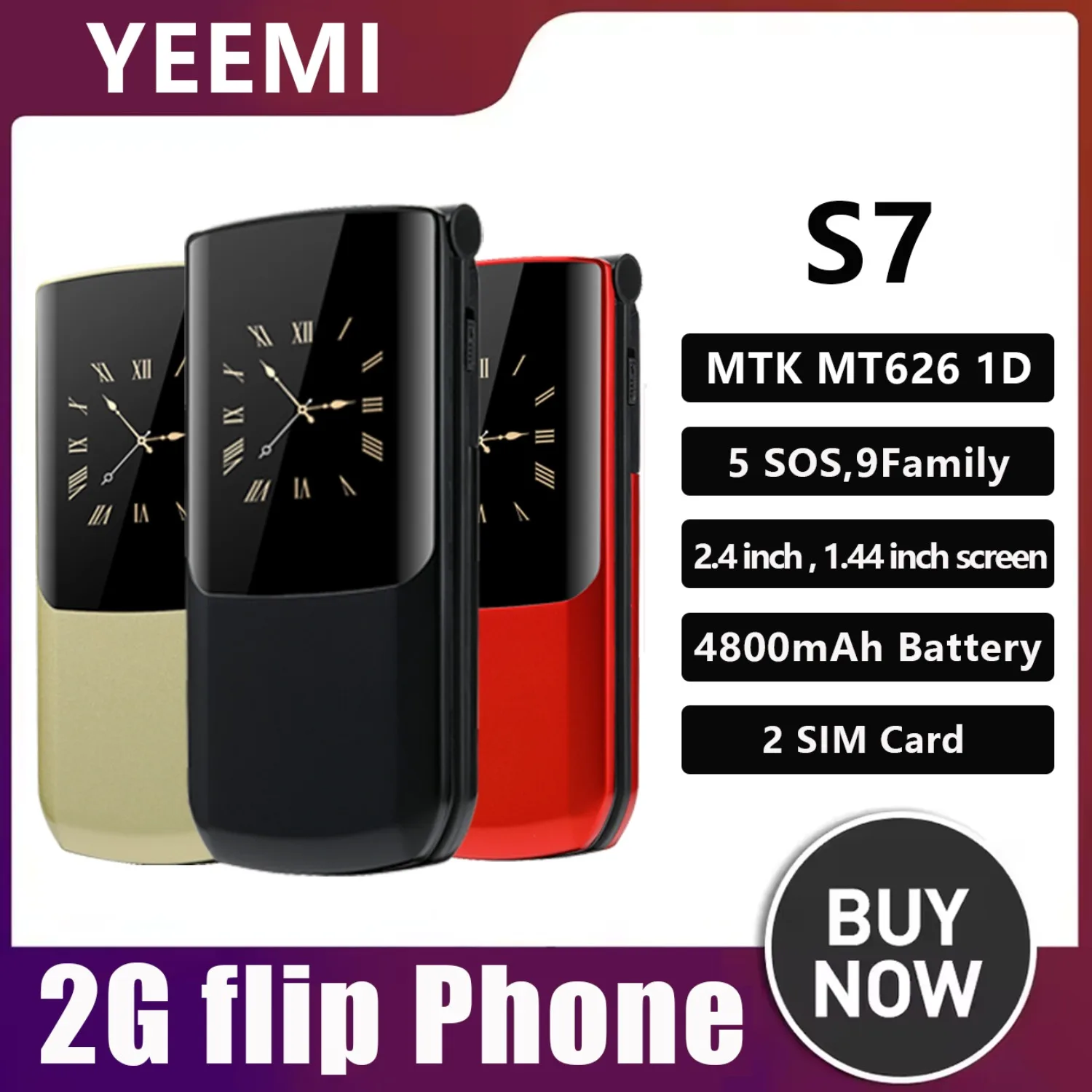NEW YeeMI S7 2G Flip Feature Phone Durable Dual SIM Bluetooth Large Bluetooth FM Large 4800mAh Durable High-quality Phone