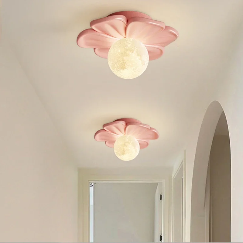 

Corridor Light Warm Pink Flower Ceiling Lamps Modern Minimalist Cloakroom Ceiling Lights For Balcony Entrance Aisle Stair Decor