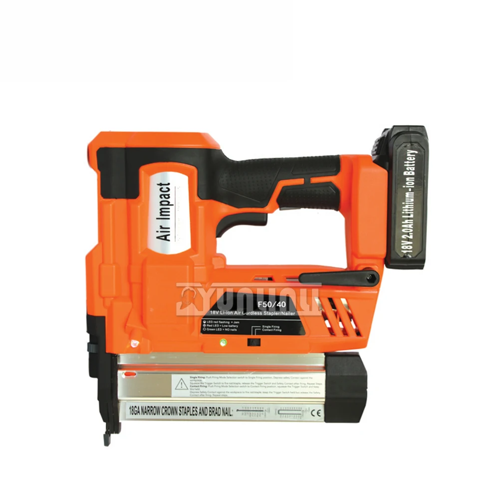 

Cordless Rechargeable Nail 18v 2000mah Lithium Battery Woodworking Decoration Electric Nailer Lithium Electric Nail Gun