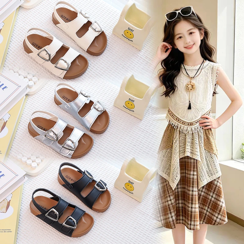 New Outdoor Children Fashion Sandals Summer Solid Color Boys Girls Platform Sandals Non-slip Hook Loop Kids Causal Beach Shoes
