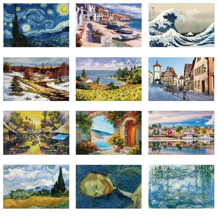 38*26cm Mini Puzzle 1000 sztuk dla dorosłych słynny obraz olejny Van Gogh Puzzle prezent na boże narodzenie zabawki zabawki edukacyjne