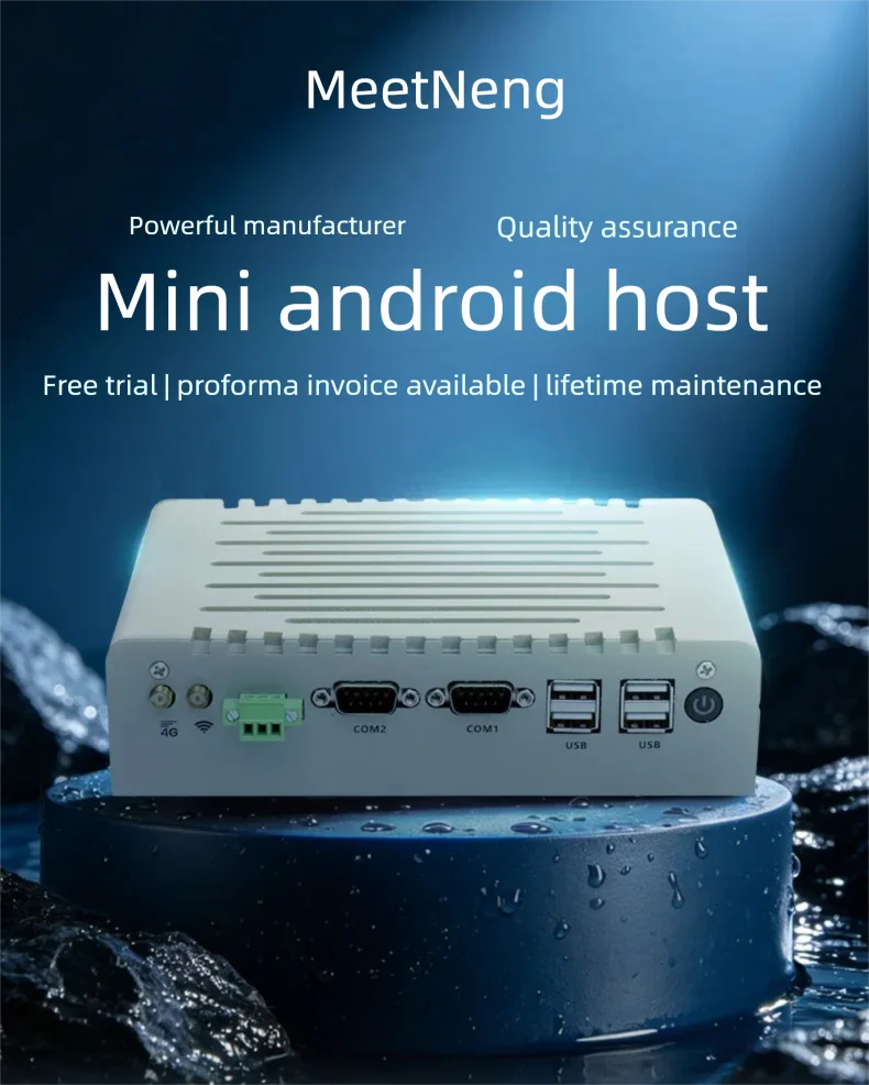 MeetNeng Industrial Fanless Mini PC, Aluminum Alloy Shell, RK3588 RK3566 RK3568 RK3288, Android OS, ANBOX, RS232, HDMI, WiFi6, B