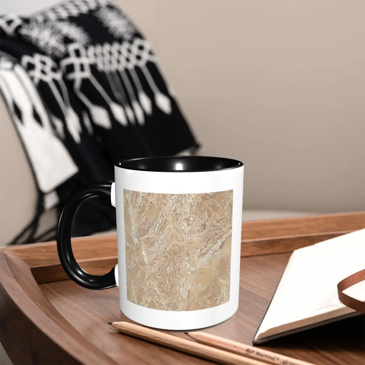 Contemporary Cream Beige Sand Stone Granite Marbl Mug Funny Ceramic Coffee Cups Tea Mugs Milk Cup Drinkware Gifts for Woman Man