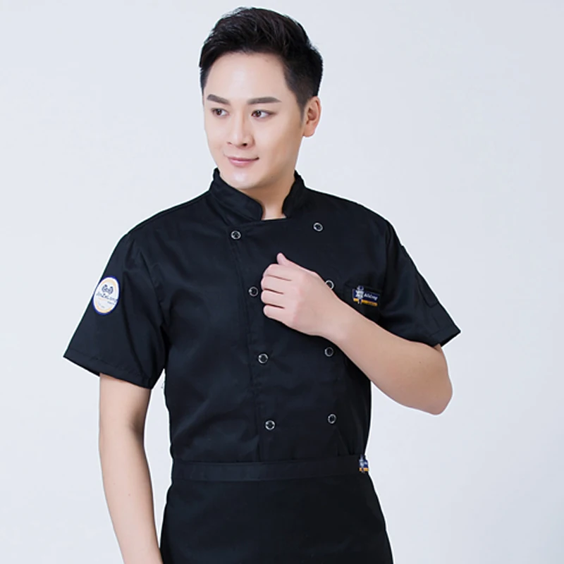 Chef Uniform Men Cook เสื้อผ้า Unisex ห้องครัวร้านอาหารเสื้อสั้น/แขนยาว Pastry แจ็คเก็ตทำงานด้านบนพิมพ์ออกแบบโลโก้