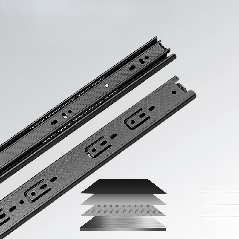 Mini Silent 3 Fold Drawer Slide 45mm Ball Bearing Telescopic Rail Full Extension For Small Cabinet 6 Inch 8 Inch Drawer