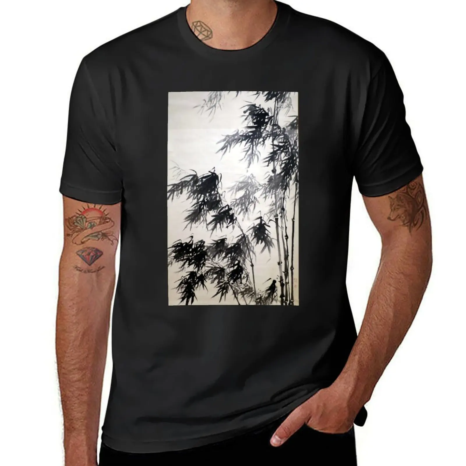 Tani Buncho Bamboo T-Shirt summer tops blacks graphics plain t shirts men