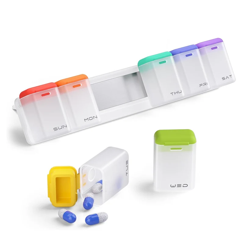 Magnetic Suction Weekly Medicine Box (Travel Compact Version), Detachable Compartmentalized Vitamin Container