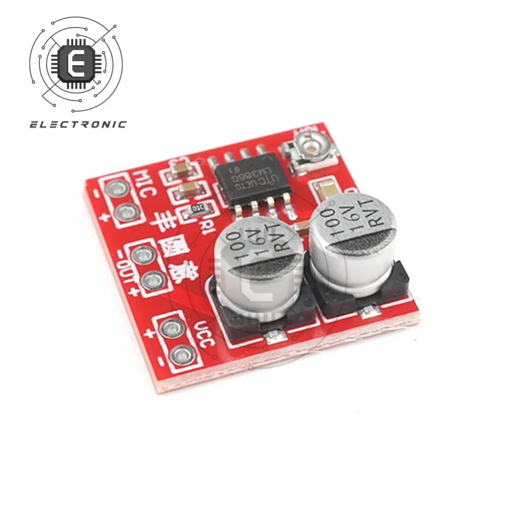 LM386 Electret Mikrofon Amplifier Papan Mikrofon Amplifier dengan Potensiometer DC4-12V Mikrofon Pickup Modul