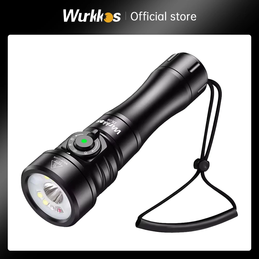 

Wurkkos DL08 Powerful 3600lm Flashlight 21700 Rechargeable Diving Light with Rotary Magnetic Switch 6500K Underwater Torch IP68