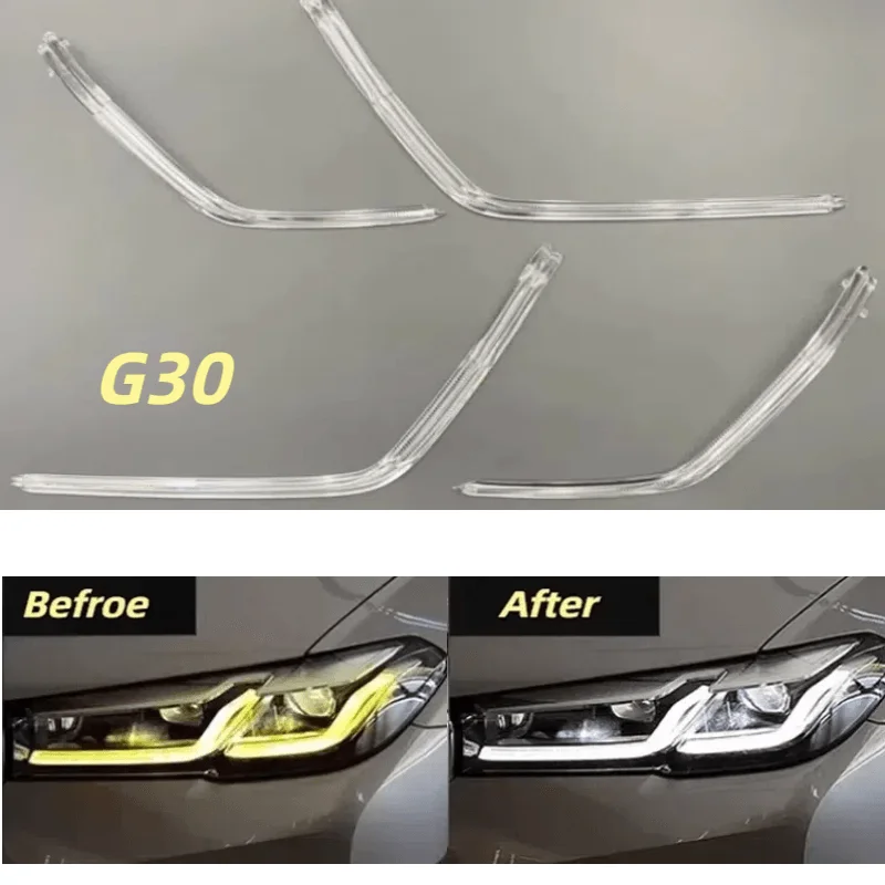 

Акриловые трубки, автомобильные фары DRL, полоса для BMW G30 G38 2021 2022 2023, дневные ходовые огни, направляющие, автомобильные аксессуары