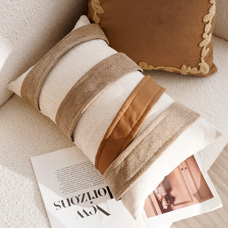30X50/45X45CM Brown Throw Pillow Cover French Light Luxury Forest Stamping Waist Cushion Cover Decor Home Decorative Pillowcase