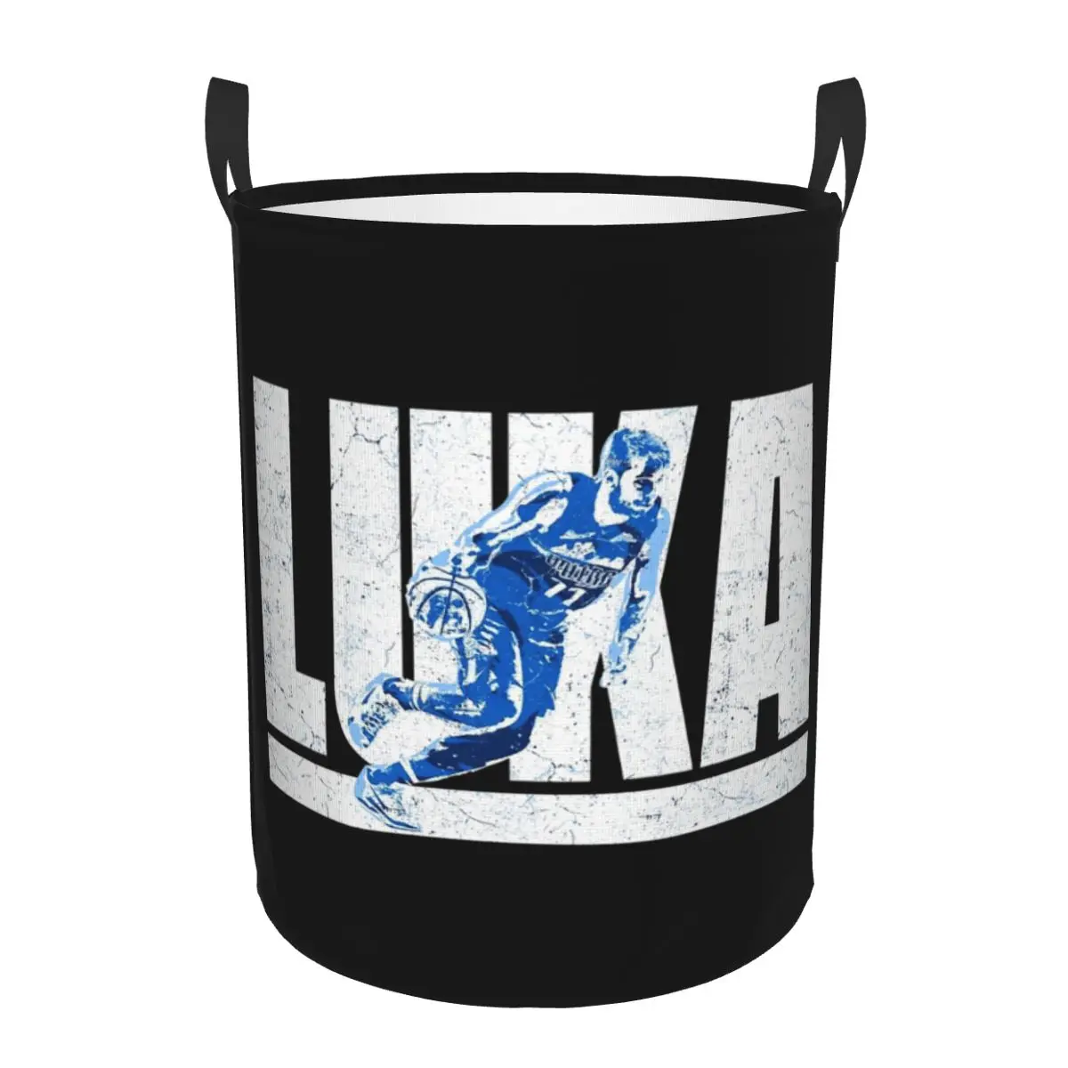 Luka Doncic Distressed Logo Design With Silhouette Foldable Laundry Baskets Dirty Clothes Home Organizer Large Bag For Home Kids