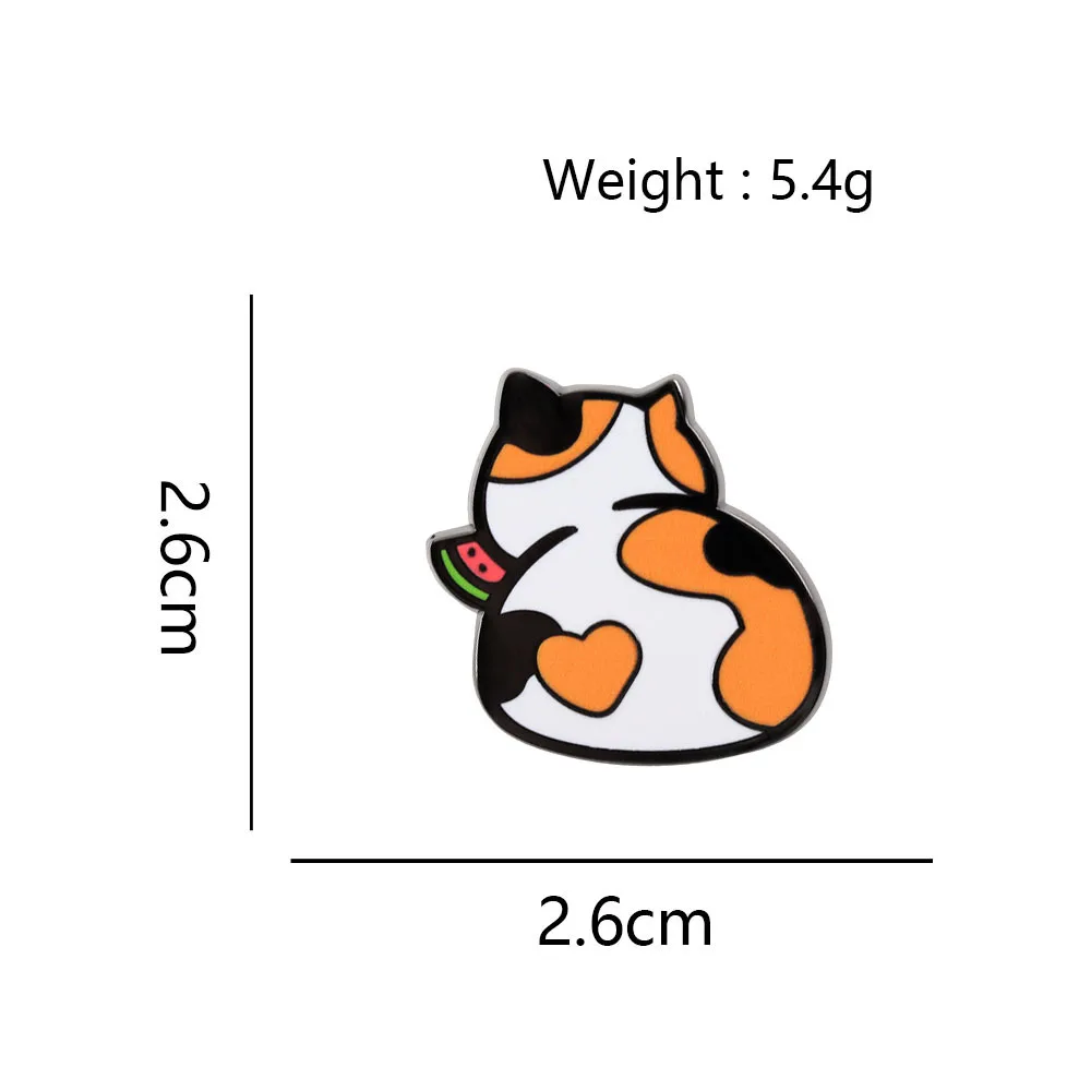 Funny Calico Cat Butt Enamel Pins Creative Heart Pattern Cat Back View Brooches Cute Kitten Badge Backpack Jewelry Gift Accessor