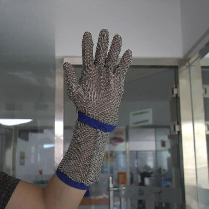 Stainless steel long anti-cut gloves steel wire woven metal gloves fish slaughter anti-cut steel ring
