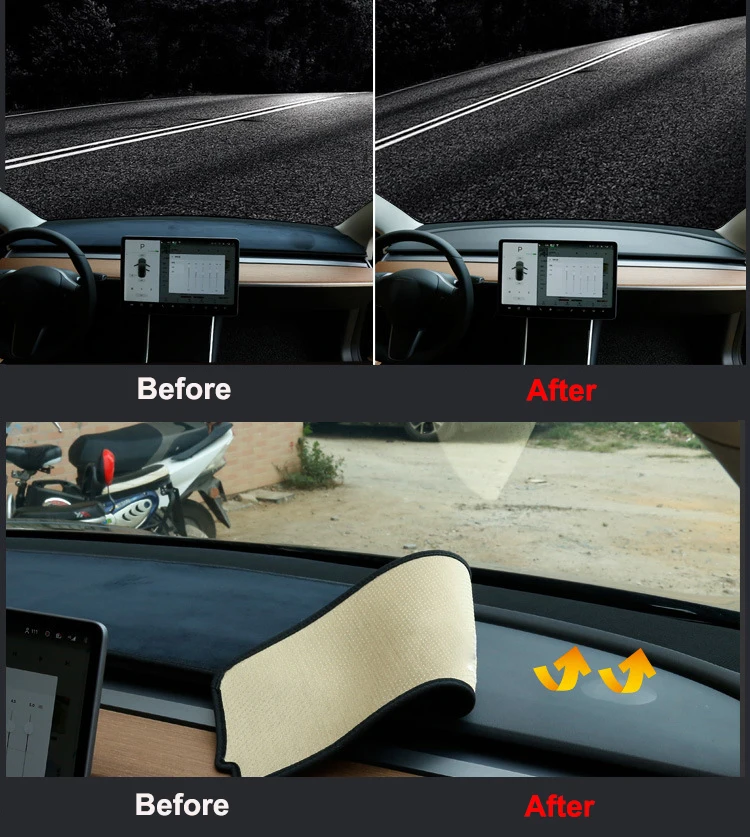 Wildleder Auto Dashboard Pad Für Tesla Modell 3 Y 2017-2023 Leder Dashmat Matte Innen Sonnenschirm Nicht-slip staubdicht Schutz Abdeckung – Detail 5