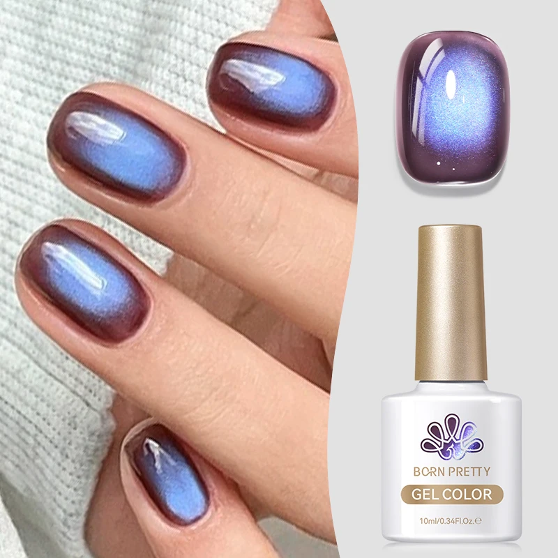

BORN PRETTY 10ml Indigo Eggplant Cat Magnetic Gel Nail Polish Colored Glass Bead Moonlight UV LED Soak Off Gel Varnish Manicure