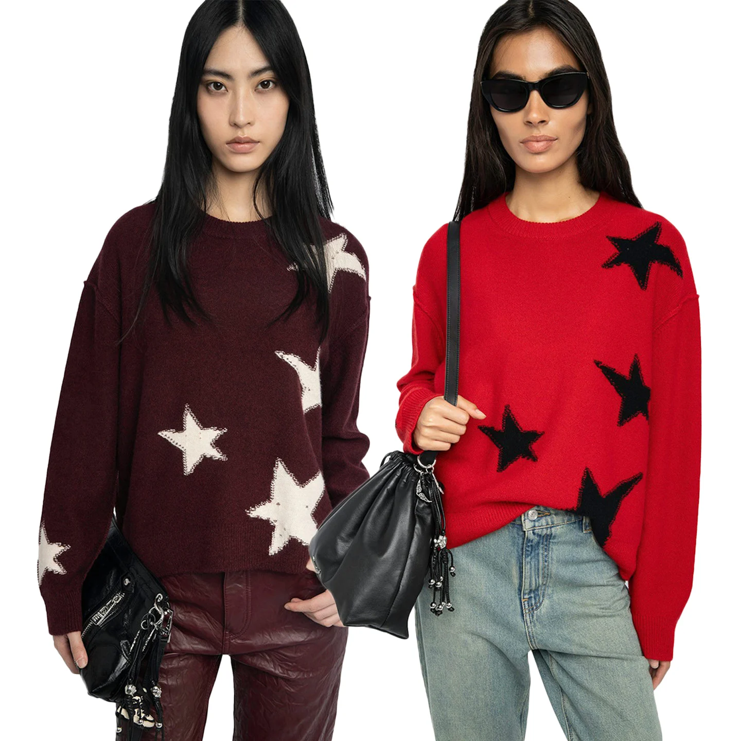 

Осень-зима женский повседневный вязаный свитер ручной работы из смешанной шерсти Camere с вышивкой звезд мягкий длинный све круглый топ Ne