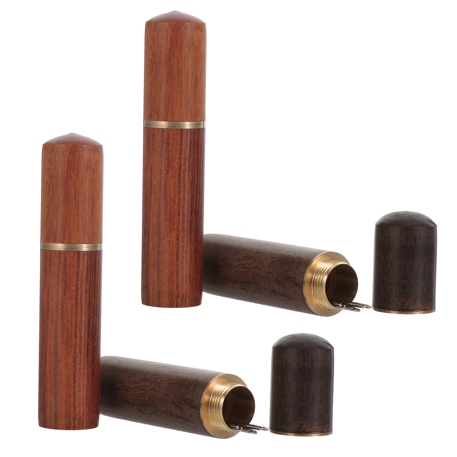 

2 Sets Self Threading Needles Large Eye Portable Sewing Kits Wood Case Stainless Steel Embroidery Tools Travel Size Elastic B