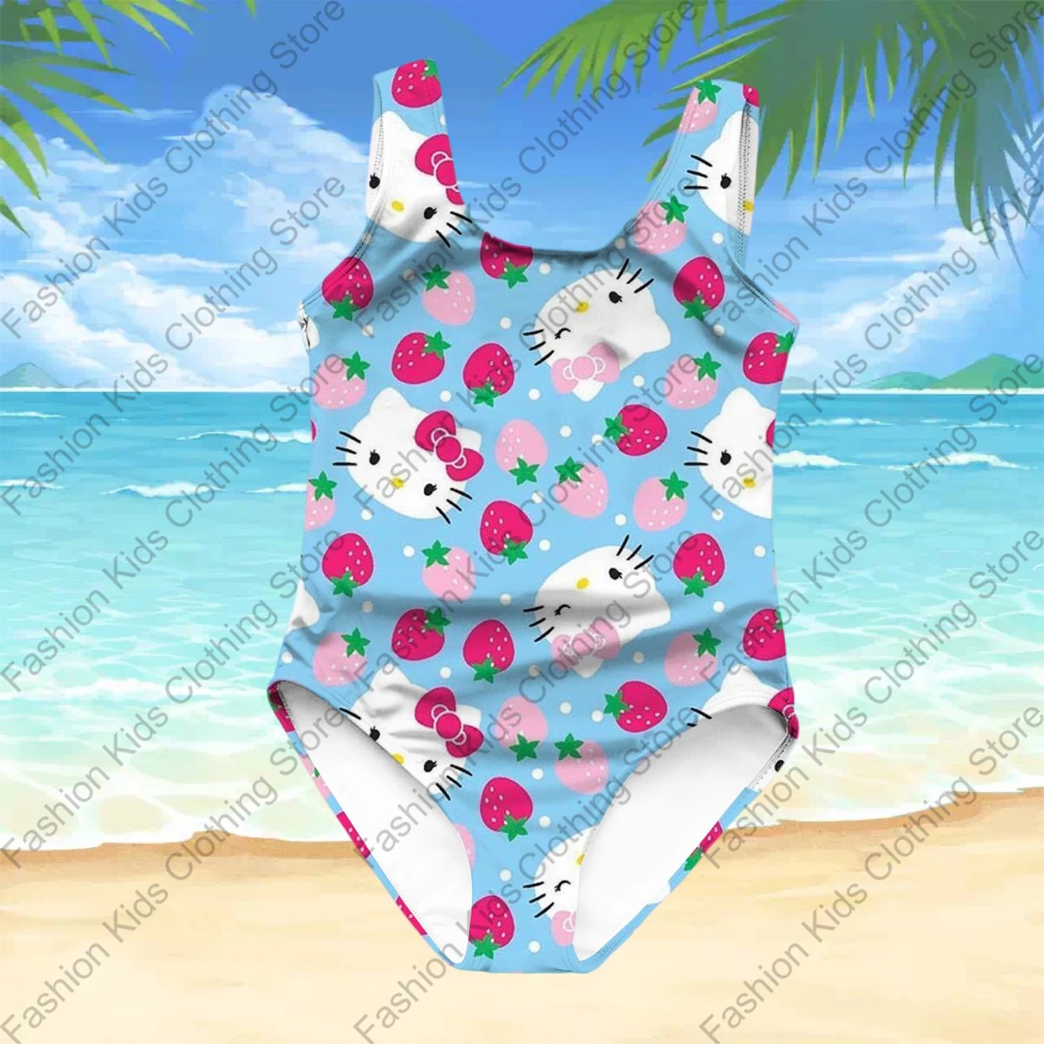 

2025/26 Children's Summer One-piece Swimsuit Fashion Cartoon Cute Printed Women's Swimsuit Suspender Sleeveless Swimsuit