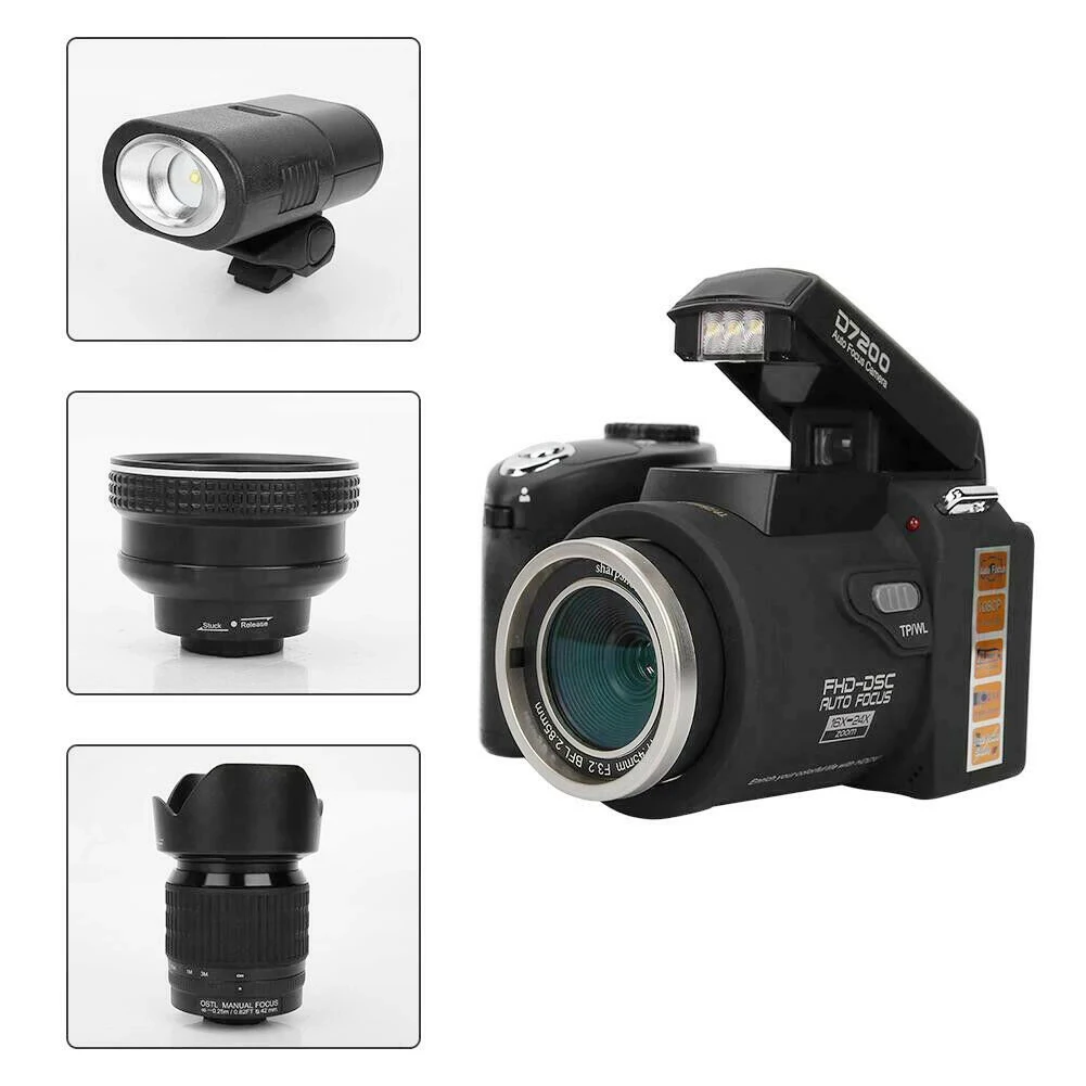 1300MP HD Digital Professional Cameras 24X Telephoto Wide-angle Micro Single Lithium Battery Three Lens Outdoor video Camera