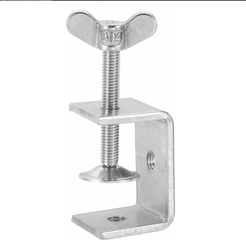 1Pcs 304 Stainless Steel C Clamps Wide Jaw Opening Tiger Clamp With Wing Bolts With Press Screw For Woodworking Welding Mounting