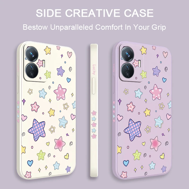 Love Heart Star Case For Vivo Y200 Y100 Y95 Y93 Y91 Y85A Y85 Y81S Y81 Y78 T1 Y78M Y77T Y76 Y73 Y72 Y70 Soft Silicone Phone Cover