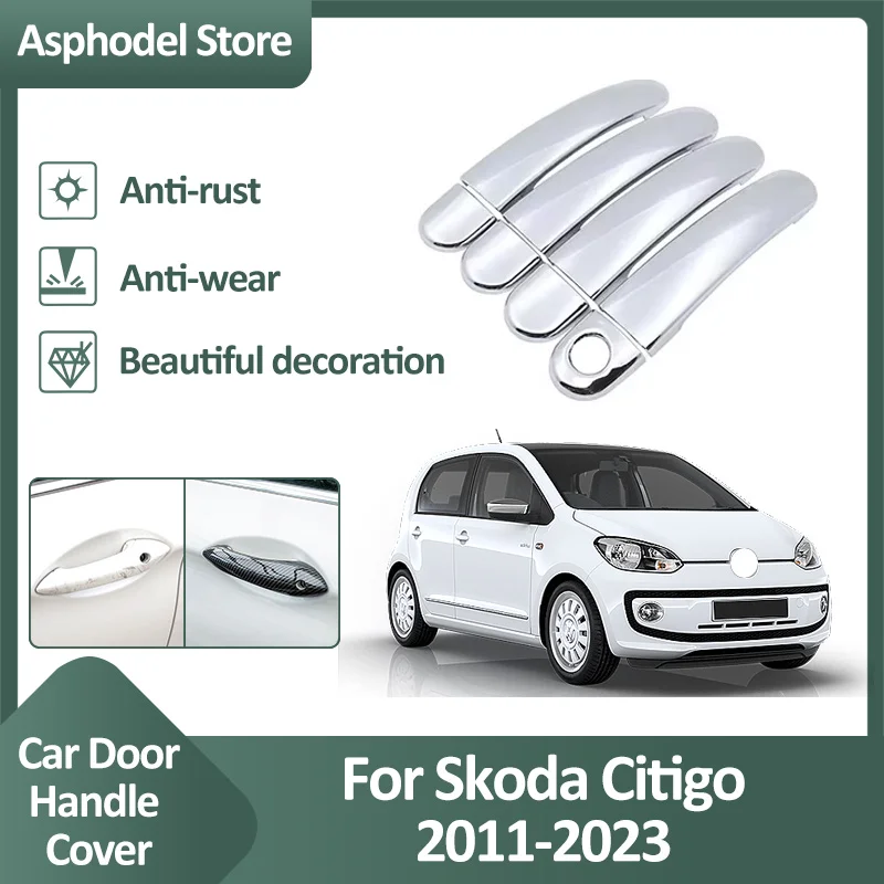 Door Handle Cover Trim For VW UP Skoda Citigo SEAT Mii 2011~2023 Anti-rust Atuo Exterior Protective Accessories Scratch Stickers