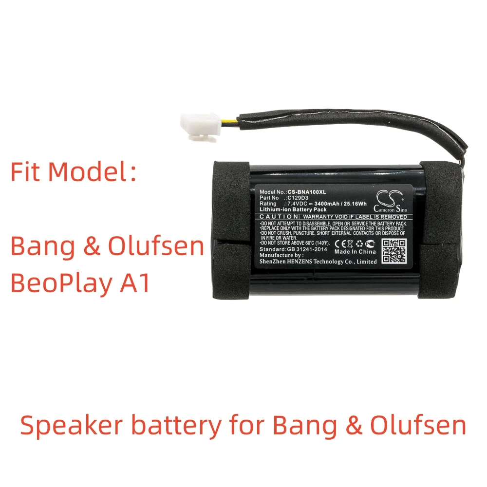 

CS Li-ion Speaker battery for Bang & Olufsen,7.4v,3400mAh,BeoPlay A1