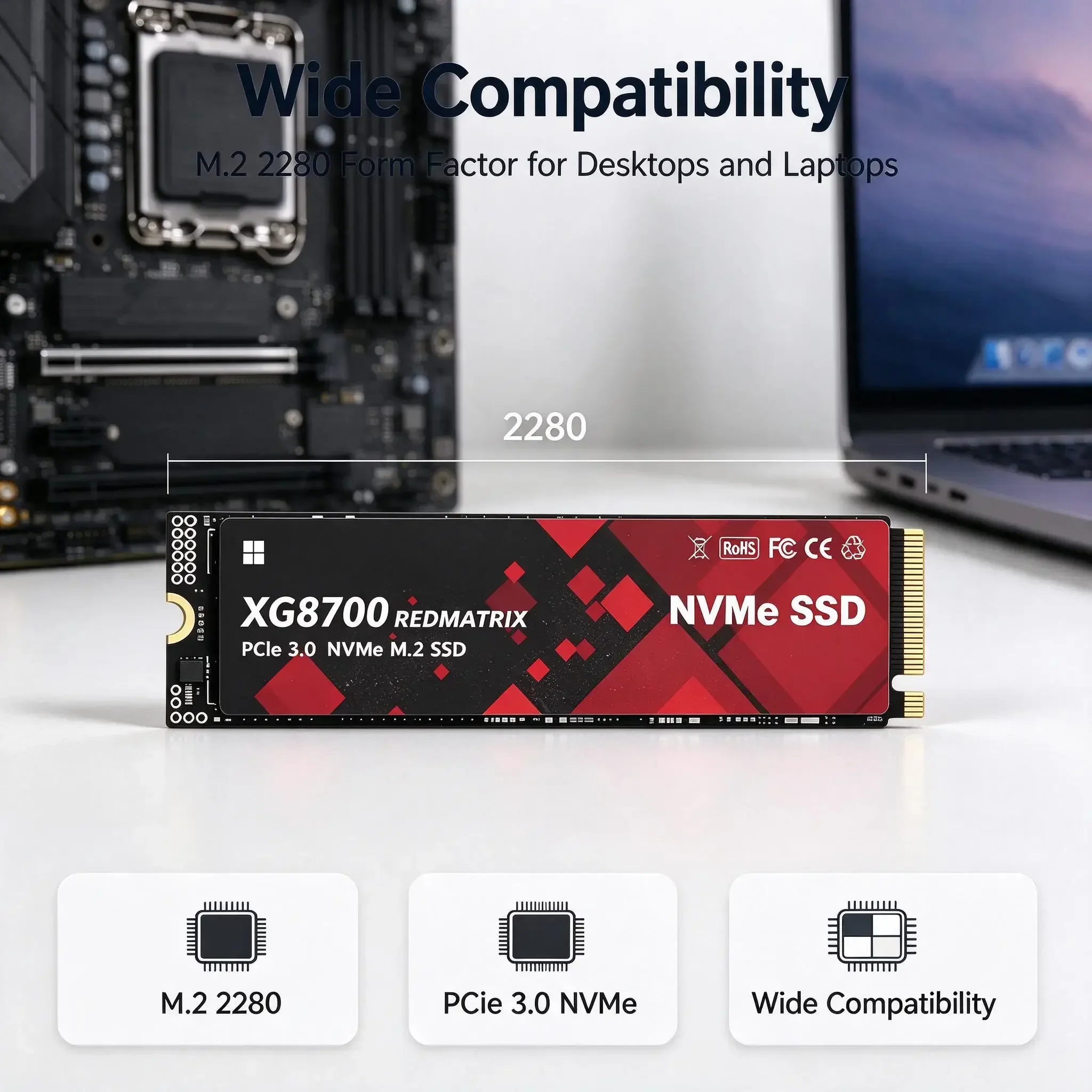 XG8700 M.2 NVMe SSD PCIe 3.0  500GB 1TB 2TB 4TB Capacity High‑Speed Internal Gaming Solid State Drive for PC Laptop