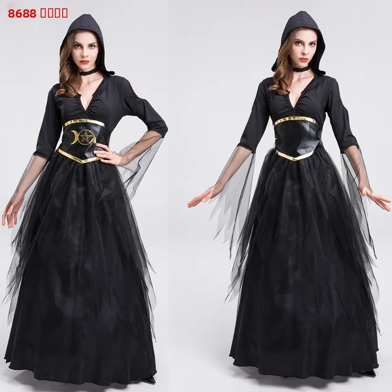 أزياء الهالوين الساحرة Bla V-Ne أداء تنكر طويل Dr المرأة يتوهم Dr Par الزي الصيني الصانع #3